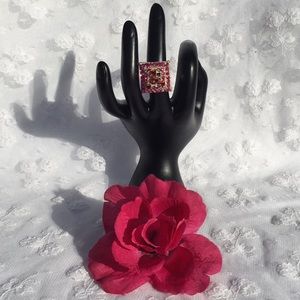 🌹Palm Beach Pink Rhinestone Fashion Ring